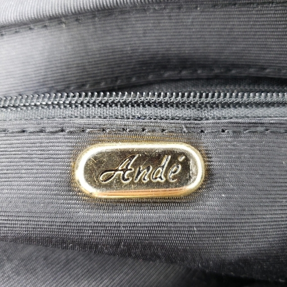 Ande | Vintage Black Patent Leather Glam Chic Evening Crossbody Bag Women's - Picture 7 of 16